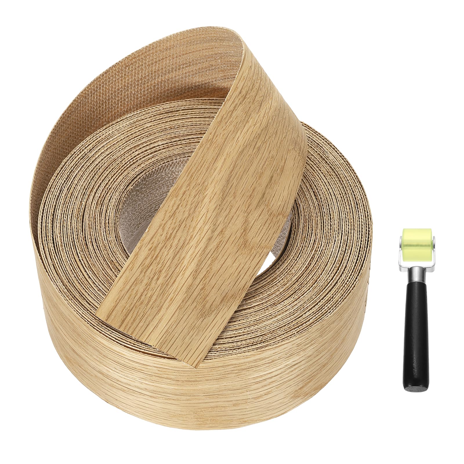 sourcing map 15m x 51mm Wood Edge Banding, Pre-Glued Iron on Edging Strip, Plywood Wood Grain Repair Tape for Cabinet Repair, Furniture Restoration, Handicraft DIY, White Oak