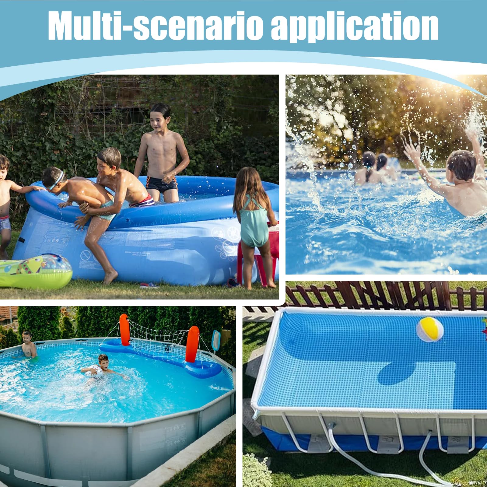 1.2x1.2m Luftkissen Pool Winter,Poolkissen Winter,Aufblasbares Poolkissen für die Meisten Arten von Schwimmbädern,mit 15m Seile, Winterkissen Pool Blau