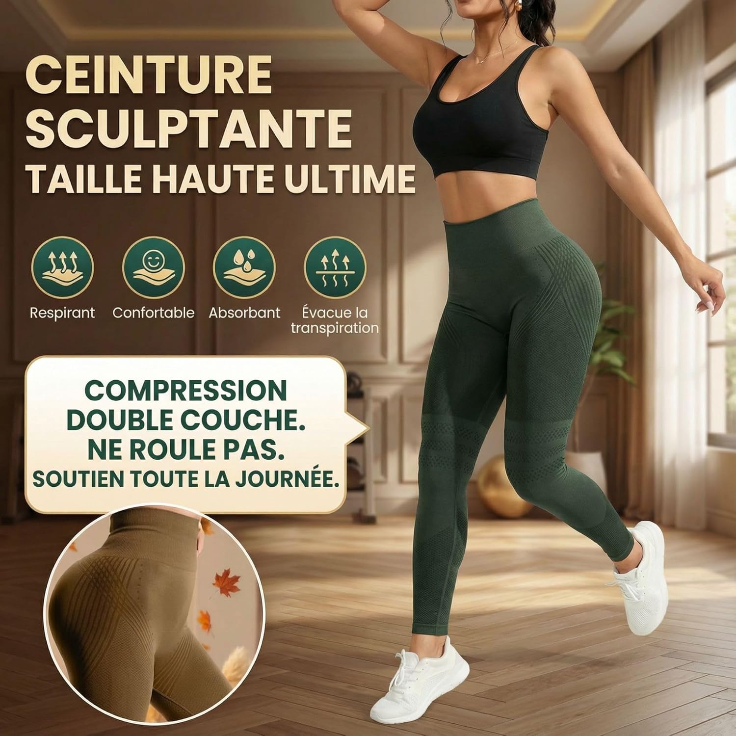 Celsior Anti Cellulite Compression 3D Leggings Women Butt Lifting Tummy Control with Resistance Bands Gym Yoga Pants - Image 6