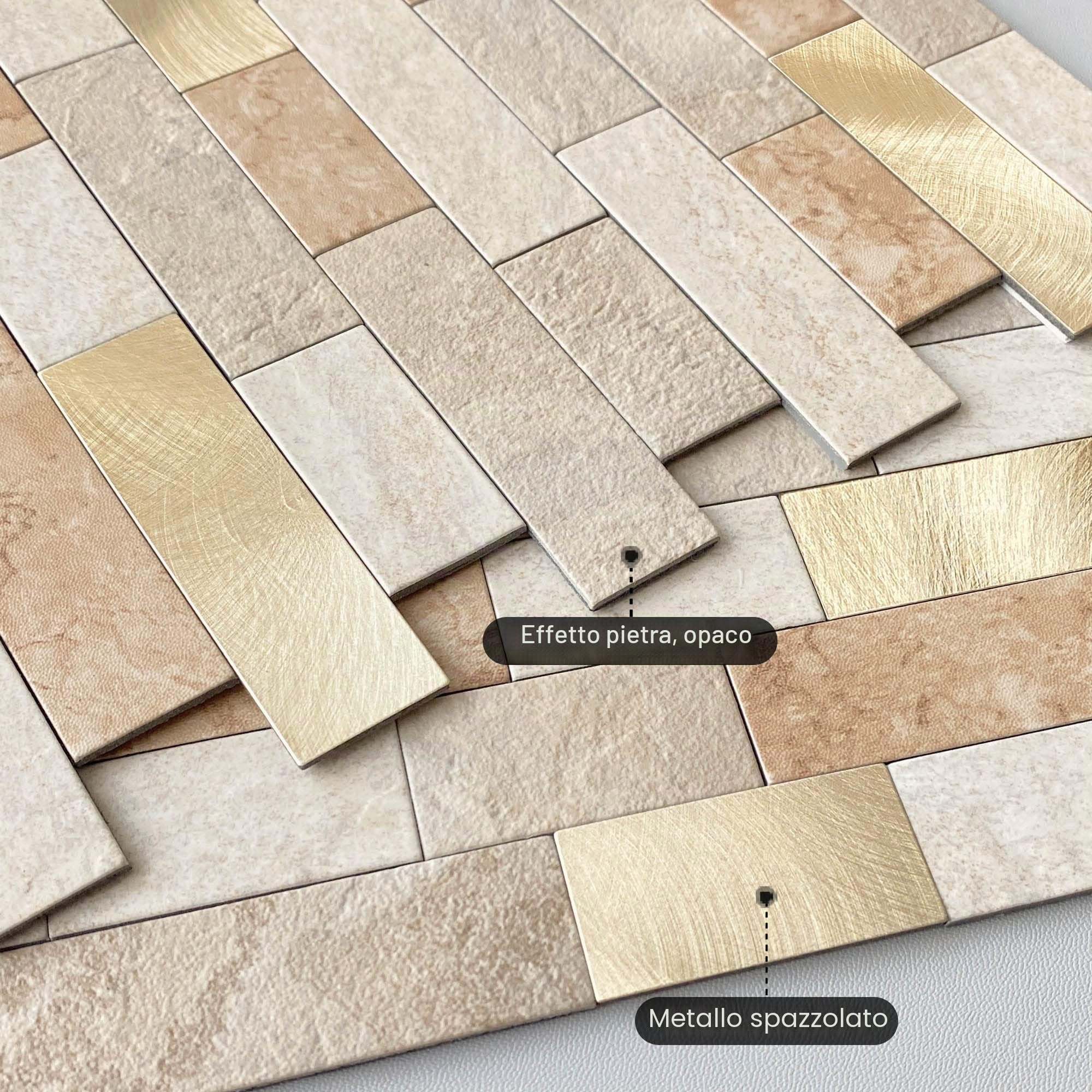 BeNice Piastrelle adesive 3D per paraschizzi da cucina, mattoncini opachi, lineari, mosaico per bagno, doccia, parete, camino (10 pezzi, marrone)