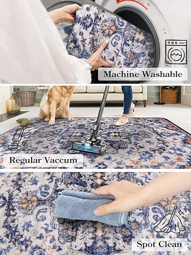 Miniatura 5 de Lahome Alfombra de pasillo floral bohemia, alfombra de pasillo de cocina de 2 pies 8 x 8 pies, suave, lavable, antideslizante, no se desprende,