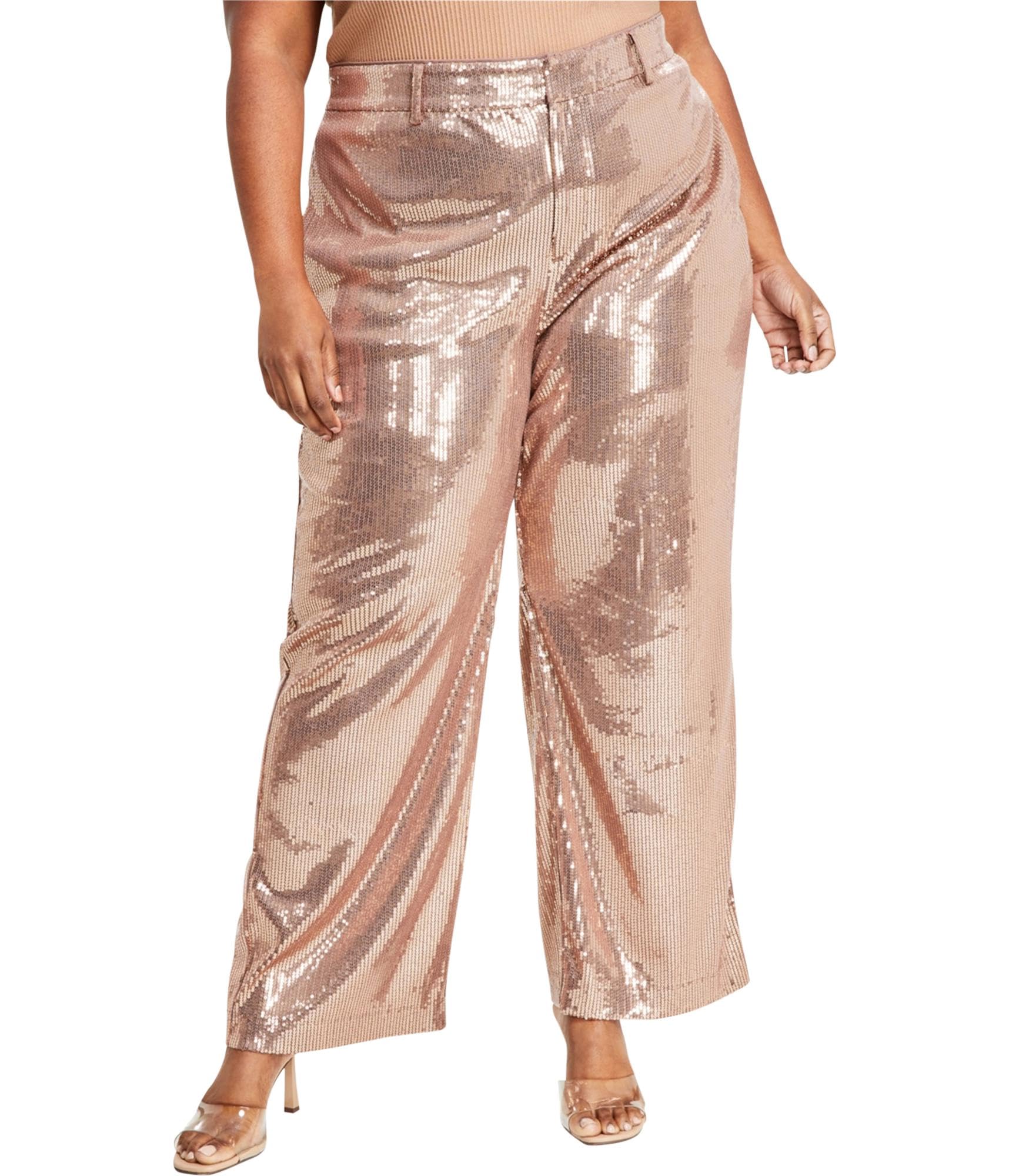 Nina Parker Womens Sequined Casual Trouser Pants Metallic Plus Size 20W