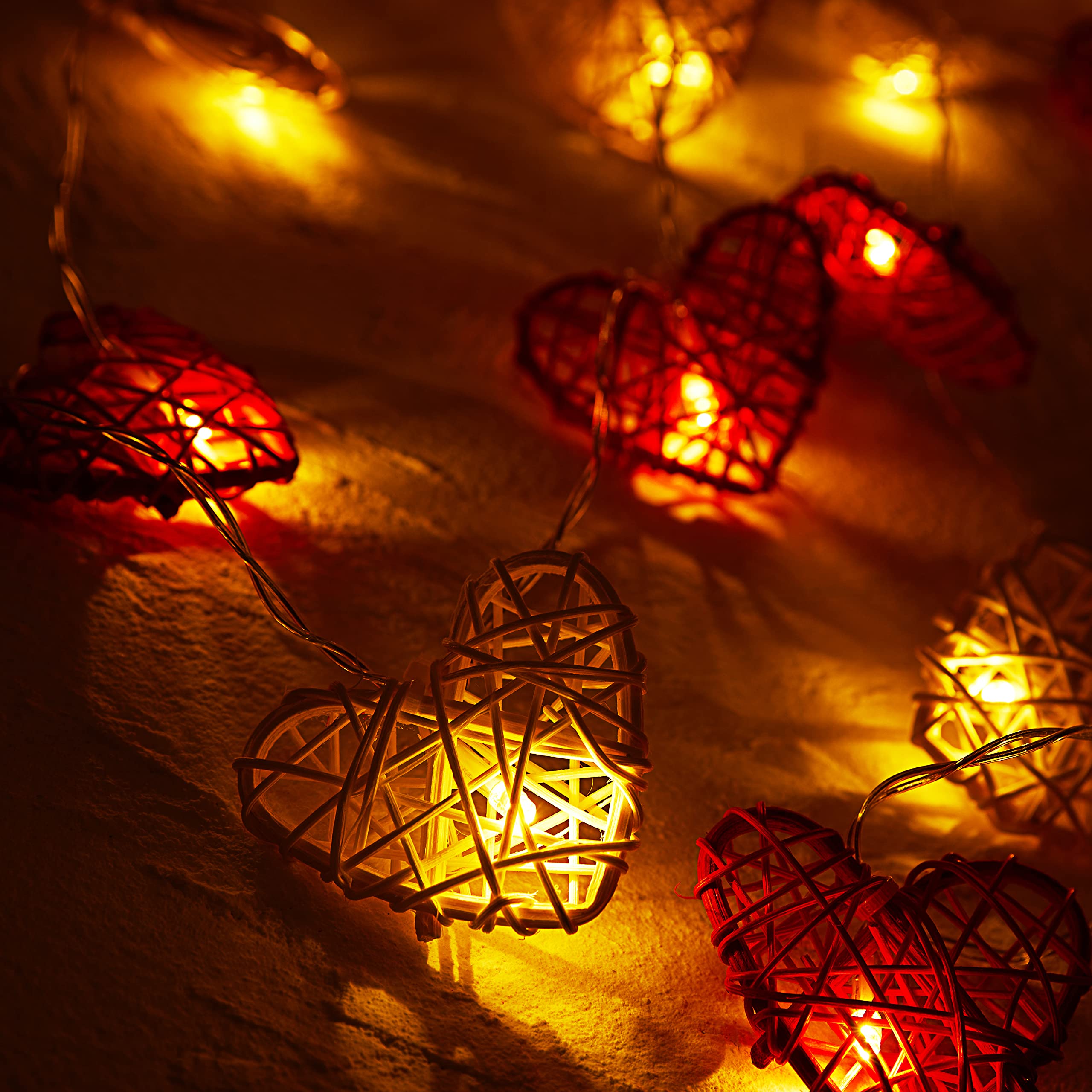 Guirlande Lumineuse LED Cœur Rouge 3M - 30 Ampoules Décoration Saint Valentin Mariage