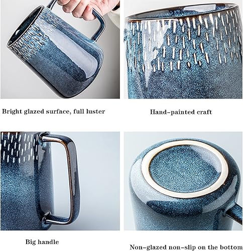 Miniatura 8 de KSALPCH Taza de café de cerámica extra grande de 24 onzas patrón pintado a mano con un asa grande taza de té y café jumbo para oficina y hogar apto