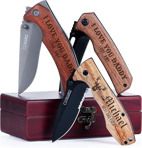 Regalos del Día del Padre, Navaja de bolsillo personalizada para hombres  18 iconos opcionales - 10 opciones de fuente  Regalos para hombres,