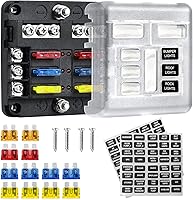 deemars Waterproof 12V 6-Way Fuse Block with LED Warning Lights for Cars, Boats, RVs, Trucks & Marine - 100A Total Capacity