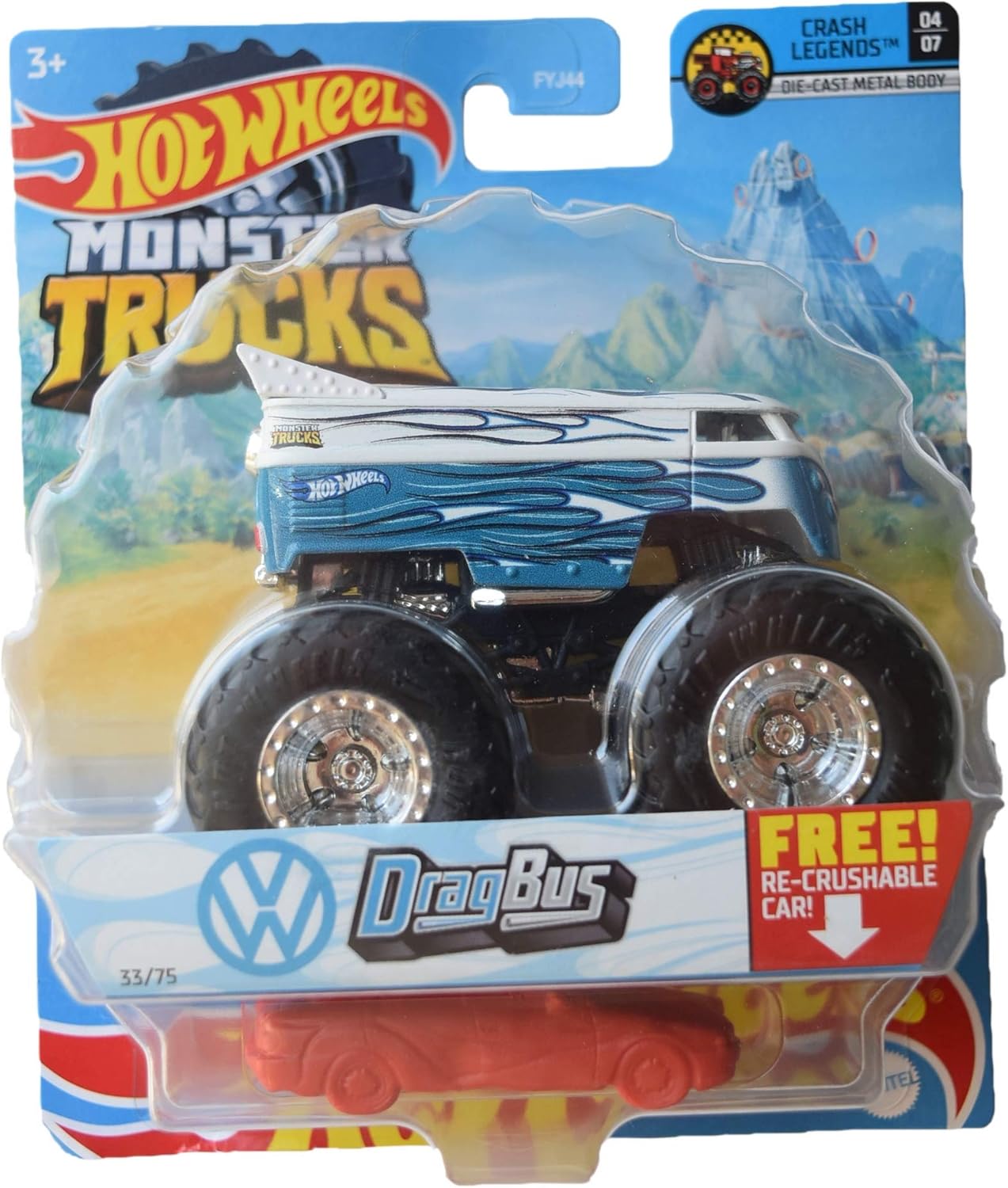 Buy Hot Wheels Monster Trucks Drag Bus Re Crushable 33 75 Crash Legends 47 Blue White Online In Indonesia B091p93smh