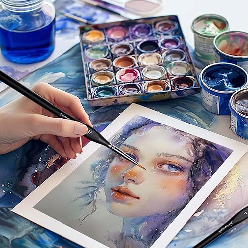 Vista 5 de Golden Maple - Juego de pinceles de pintura en miniatura, 15 unidades, pinceles modelo, juego de pinceles de micro detalle, detalles finos