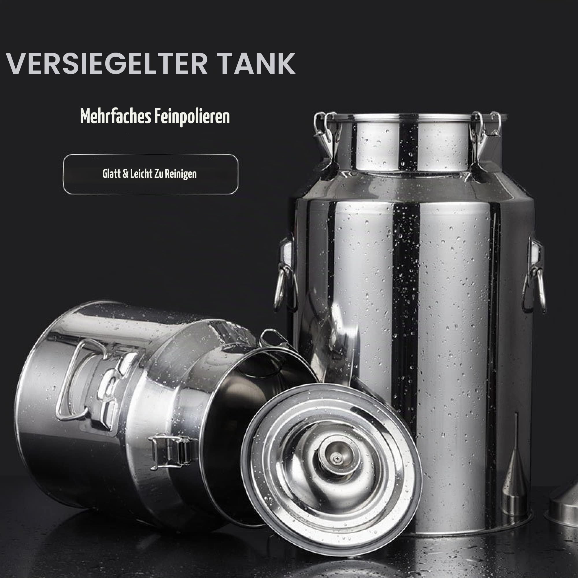 Siegel Milchtransportkanne Edelstahl Milcheimer Weinkübel Fass mit Wasserhahn Zapfen – Wasserbehälter Krug Flüssigkeitsbehälter Teekanister Molkereikanne (14L)