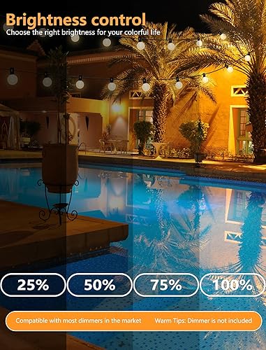 Miniatura 5 de Paquete de 25 bombillas LED G40 esmeriladas, bombillas LED inastillables de repuesto para luces de cadena de luces interiores y exteriores, base de