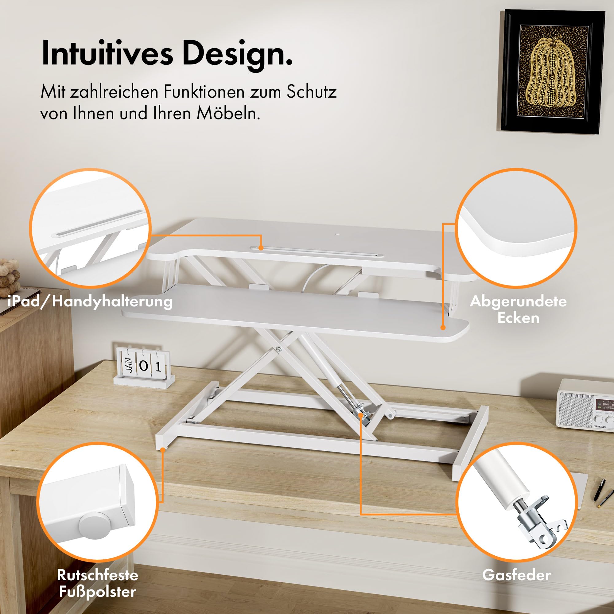 Giantex Poste De Travail Informatique Assis Debout Réglable En Hauteur