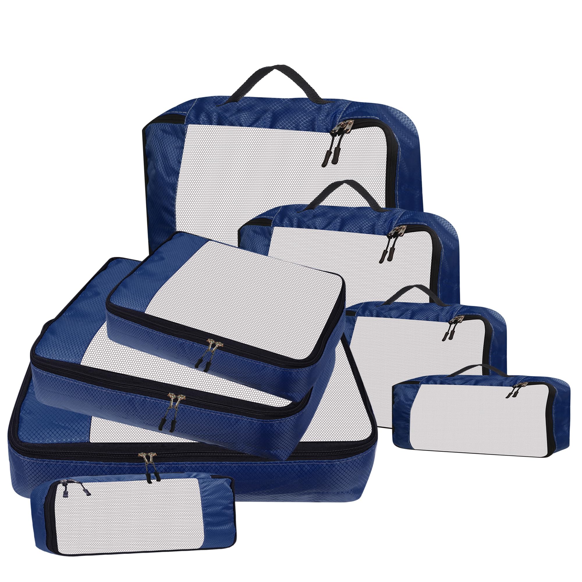 GBMI Packing Cubes For Travel Organizer Clothes Laundry Compression Suitcase Luggage Storage Travelling Pouches Bags Organiser, Polyester (SET OF 8(2L+2M+2S+2SLIM), NAVY BLUE)-image-17