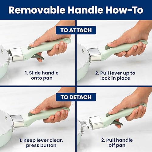 Miniatura 3 de GoodCook Sartén de cerámica, fabricada sin PFAS, PTFE, PFOA, plomo y cadmio, compatible con inducción, antiadherente y apta para horno con mango