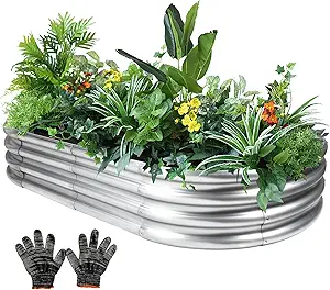 Raised Garden Bed, Galvanized Planter Raised Beds for Outdoor，8x4x1ft,Vegetables, Flowers & Herbs, Heavy-Duty Metal Raised Garden Beds Outdoor, Rust-Resistant & Easy Assembly(Silvery)