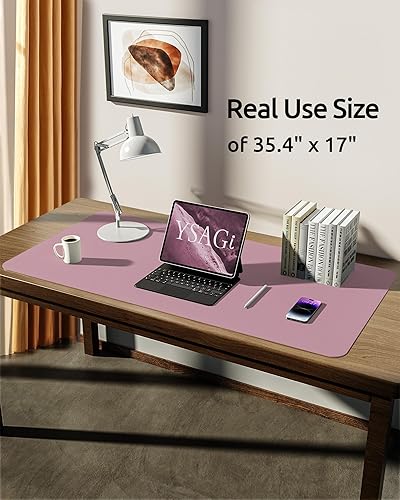 Miniatura 487 de YSAGi Protector de escritorio de cuero, tapete de oficina, alfombrilla grande para mouse, antideslizante, de piel sintética, almohadilla