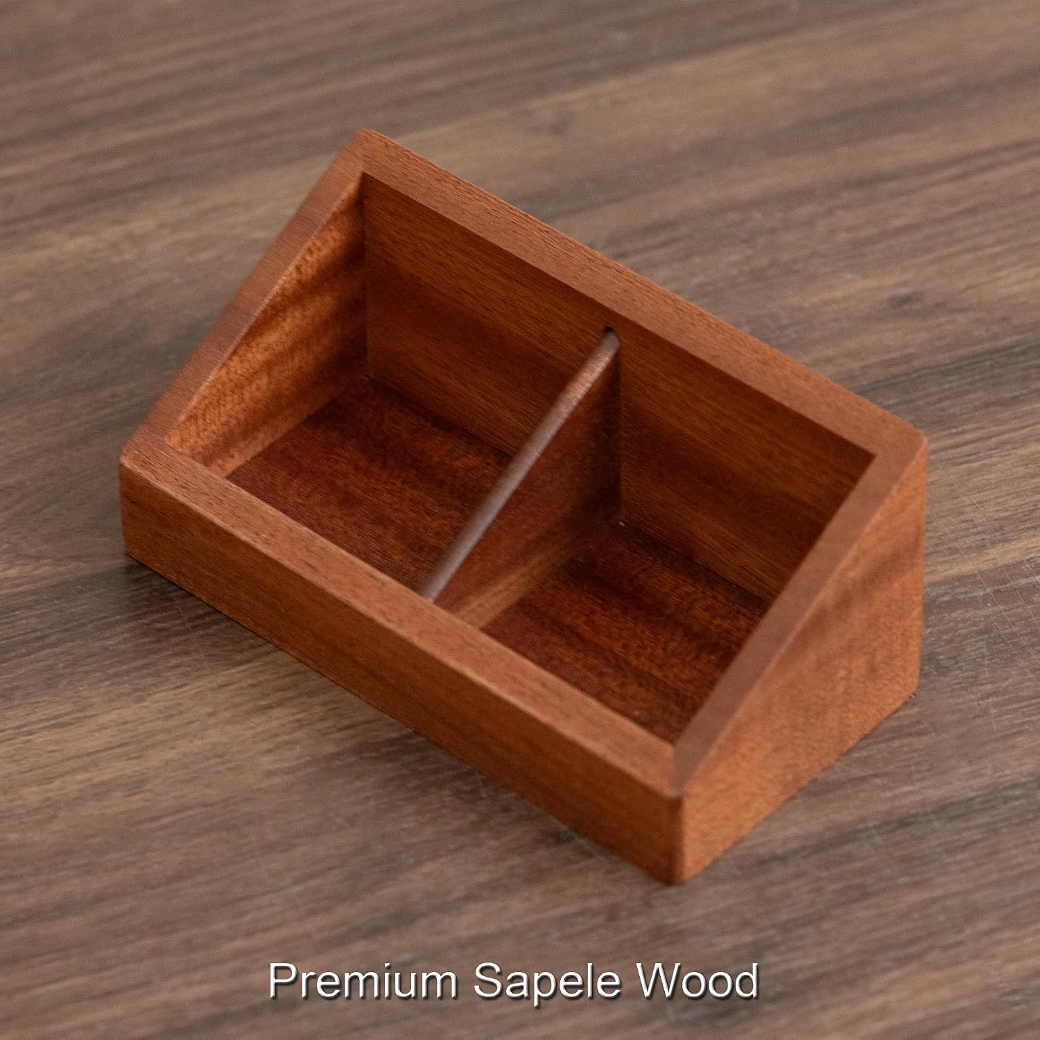 2 Slots Tea Bag Holder, Solid Wood Coffee Station Storage Caddy