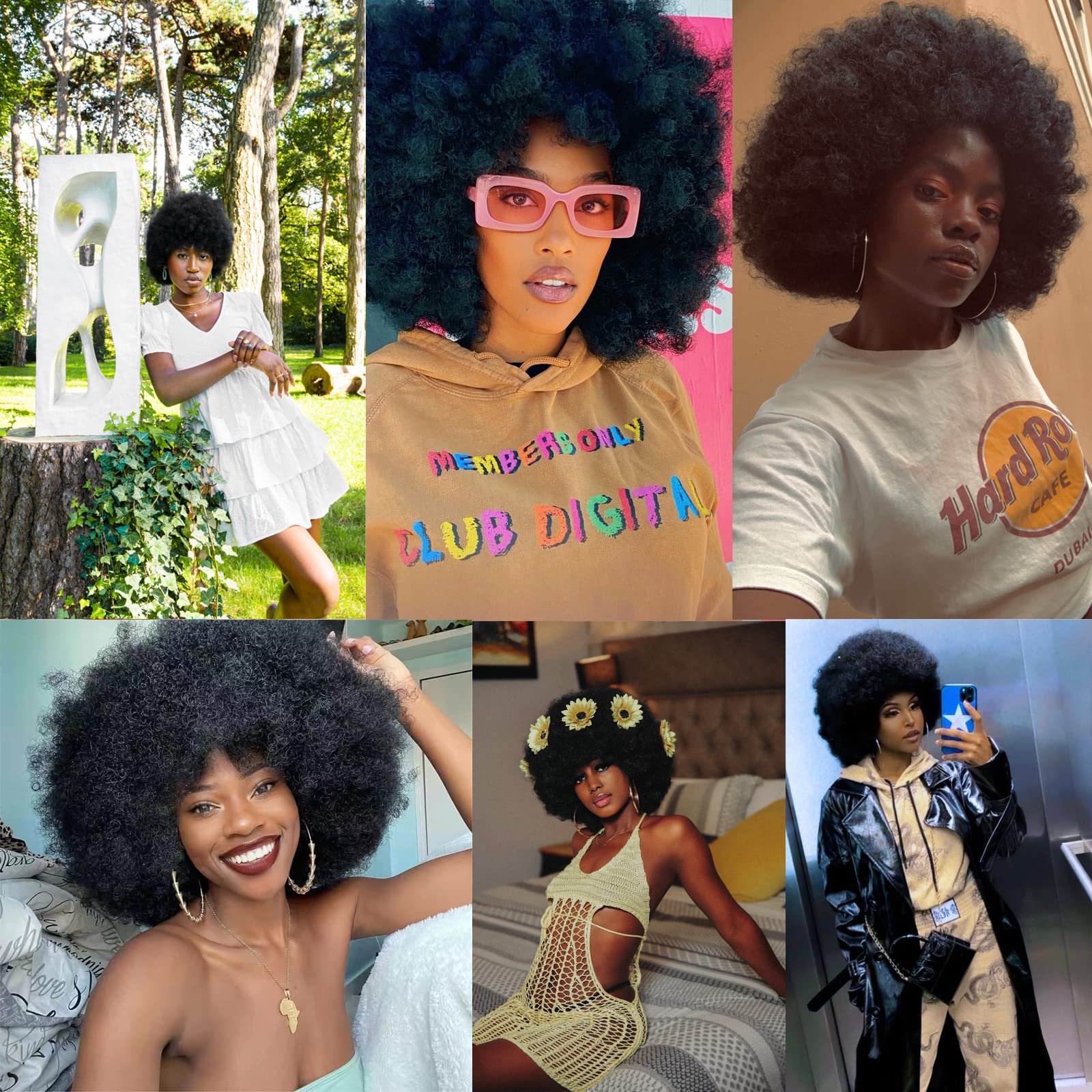 Pack De 2 Pelucas Cortas Rizadas Negras Con Gafas De Sol – Estilo 70s 80s Para Cosplay, Fiesta De Disco, Halloween Y Festivales De Música