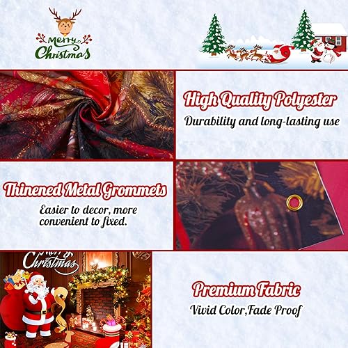 Miniatura 3 de Cartel de pared de Feliz Navidad de 71 x 43 pulgadas, pancarta grande de fondo de Navidad con ojales, impresión digital vívida, decoración de fondo