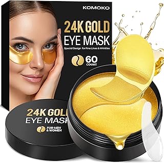 24K Gold Under Eye Patches (60 Count), Skin Care, Golden Under Eye Mask Anti-Aging Collagen & Amino Acid, Eye Mask for Removing Dark Circles, Puffiness and Wrinkles, Refresh Your Under Eye Skin