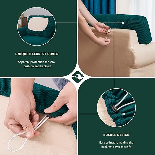 Vista 243 de CHUN YI - Funda elástica para sillón (3 piezas), funda para sofá de 1 plaza con un respaldo y cojín separado con banda elástica, tela jacquard