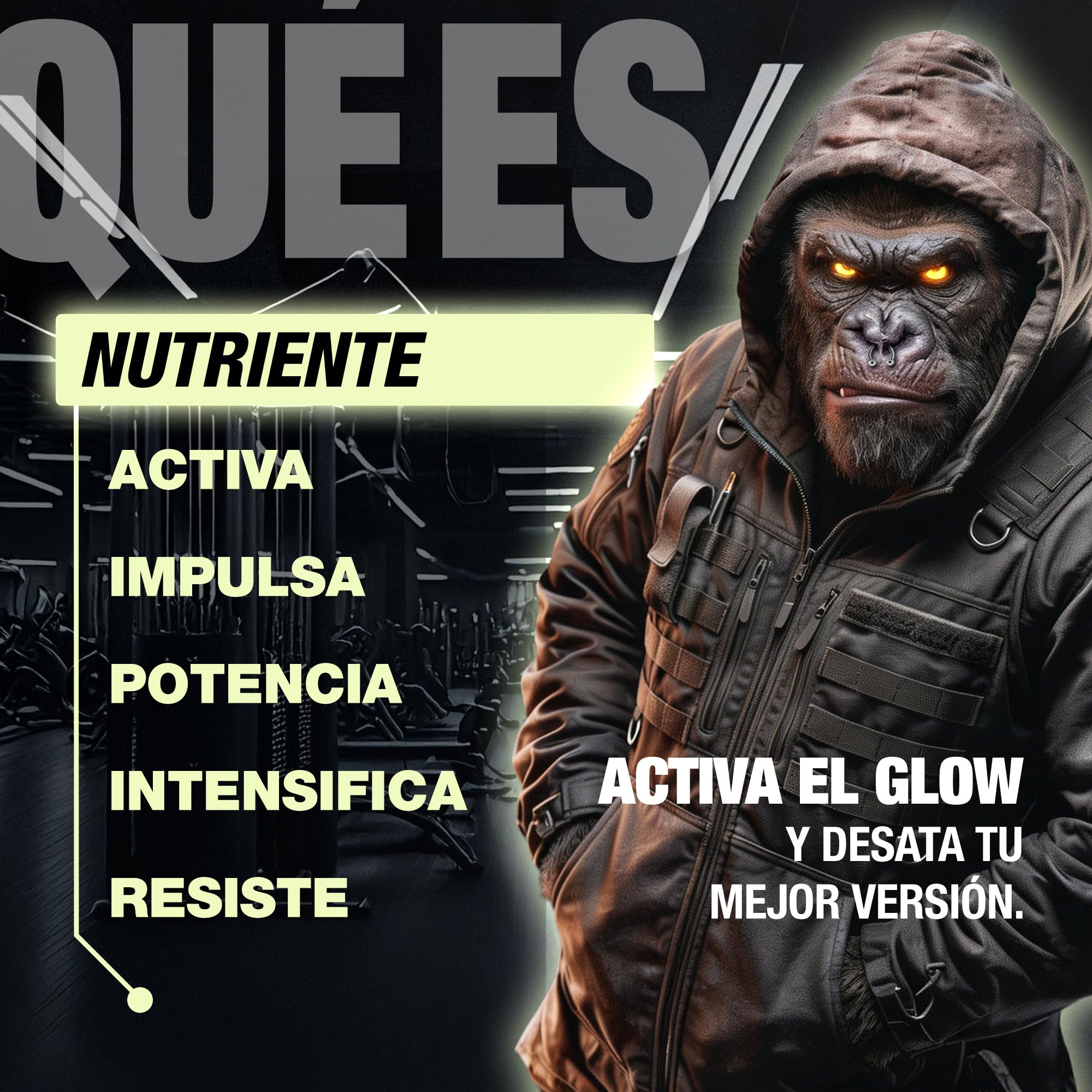 Pre Workout Moonstruck Glow Zoomad Labs 494g – Preentreno Premium para Gimnasio con Cafeína, Óxido Nítrico, Pump Extremo y Fuerza – Bote 3D Gorila Glow que Brilla - Fizzy Peachy