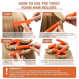 WILLBOND 60 Pieces Flexible Curling Rods Hair Curlers Rollers Twist Flexi No Heat Rods Rollers for Long Short Hair Women(0.7 x 9.5 Inch,Orange)