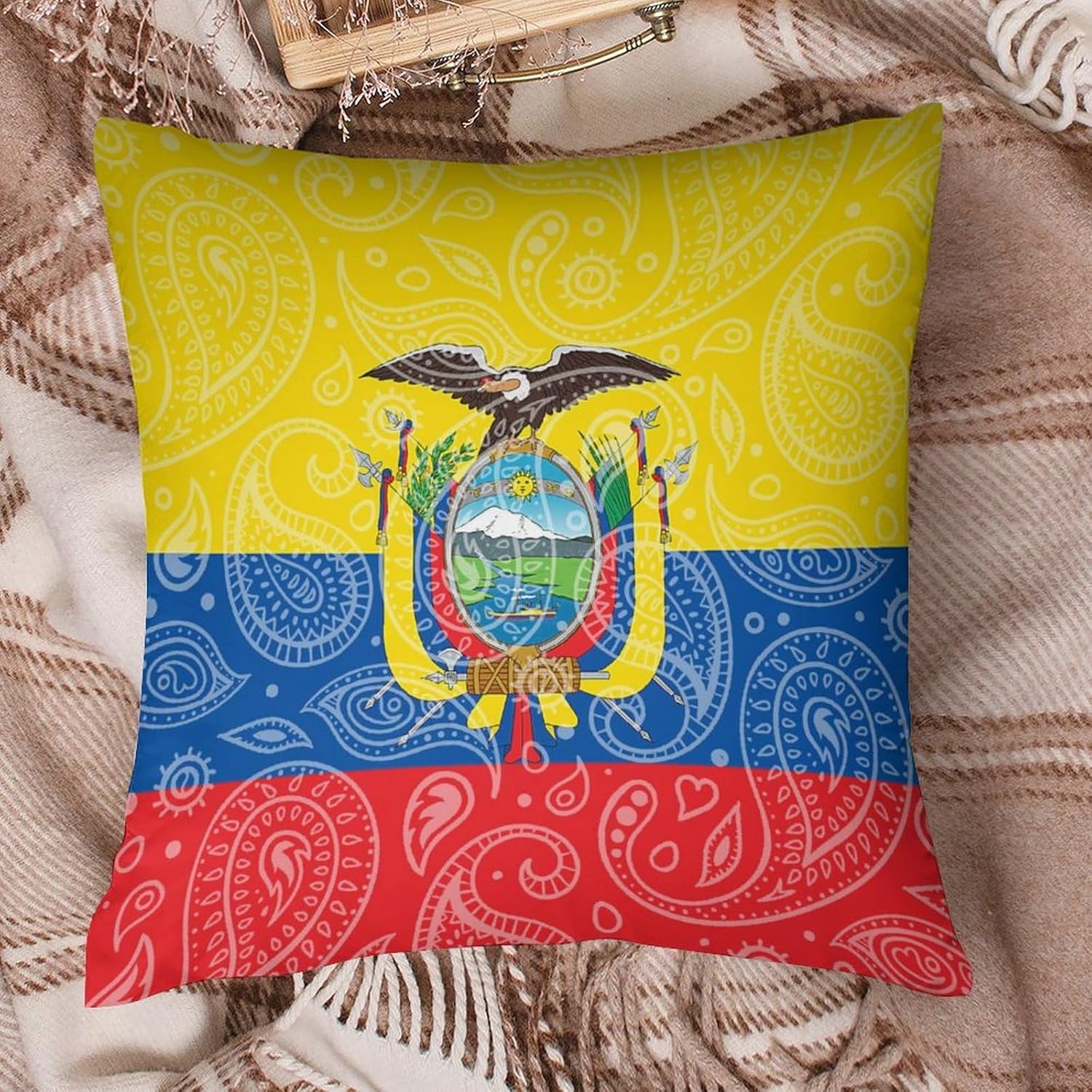 Ecuador Flag Printed Throw Pillow Case 4 Pcs Soft Pillowcases Pillows Covers Sofa Bed Decor 12/14/16/17/18/20/22/24/32 Inches