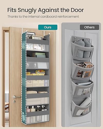 Miniatura 4 de SONGMICS Organizadores para colgar sobre la puerta, juego de 2 organizadores de puerta colgantes con 5 bolsillos grandes, almacenamiento de tela de