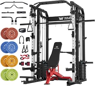 Major Fitness Drone2 Advanced Training Smith Machines– All-in-One Home Gym Squat Rack with Aluminum Pulley Set , Weight Bar, Dual LAT Pull-Down Systems & Cable Crossover Machine for Full-Body Workouts