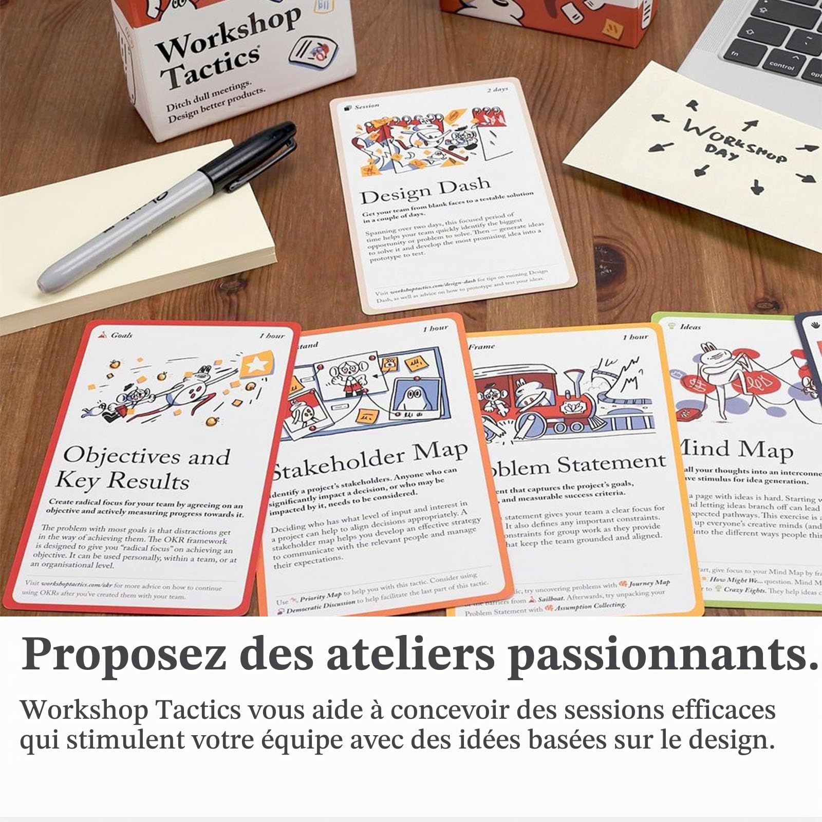 Pip Decks Workshop Tactics Jeu de 54 cartes officiel pour les ateliers efficaces et les sessions d'équipe