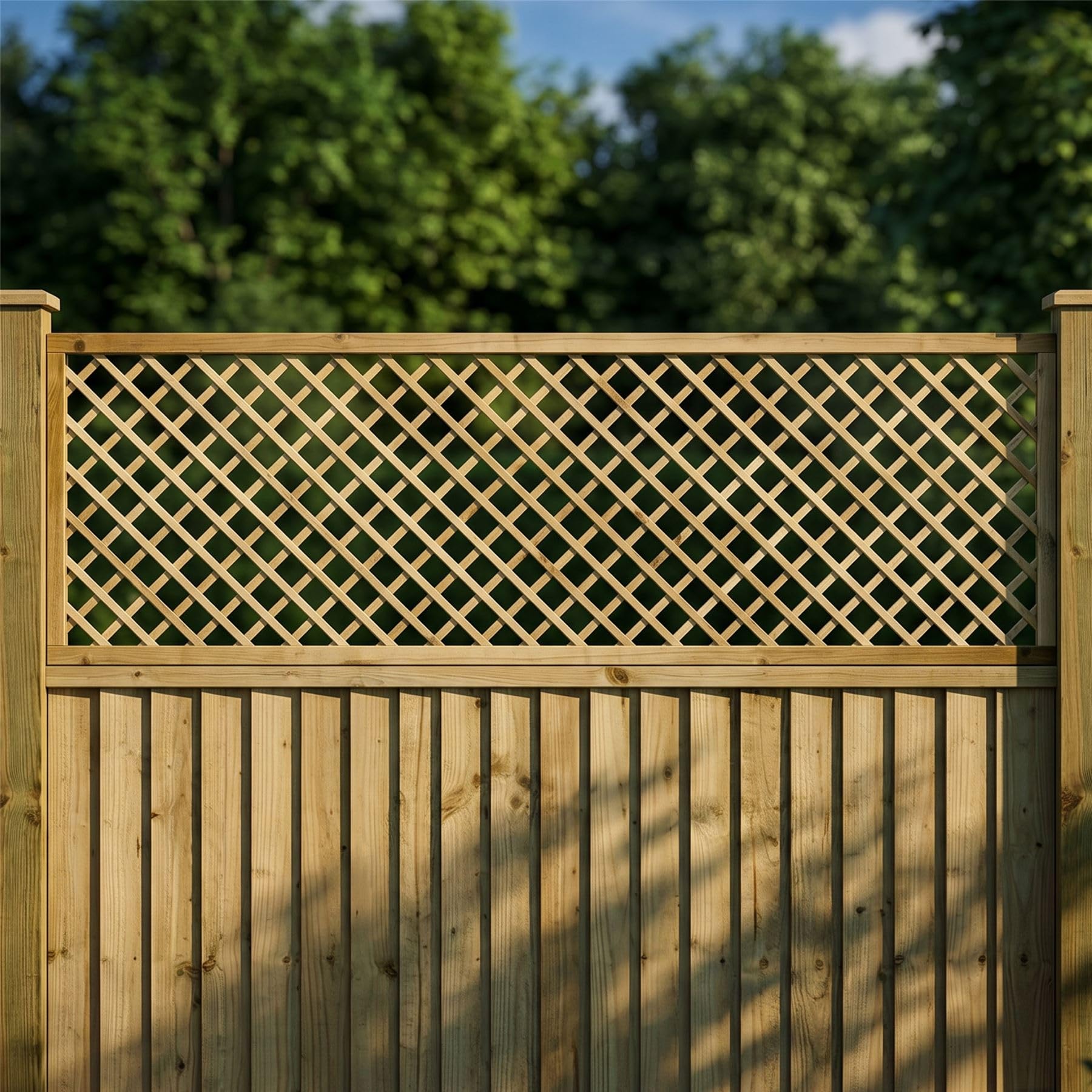 Premier Garden Supplies Pressure Treated (Tanalised) Diamond Standard Elite Alderley, 6Ft X 2Ft Fence Panel Trellis Topper Wooden Lattice | Decorative Fencing Topper For Outdoor Garden Wall, Pergola, & Arch (Wide: 182.8Cm X High: 60Cm)