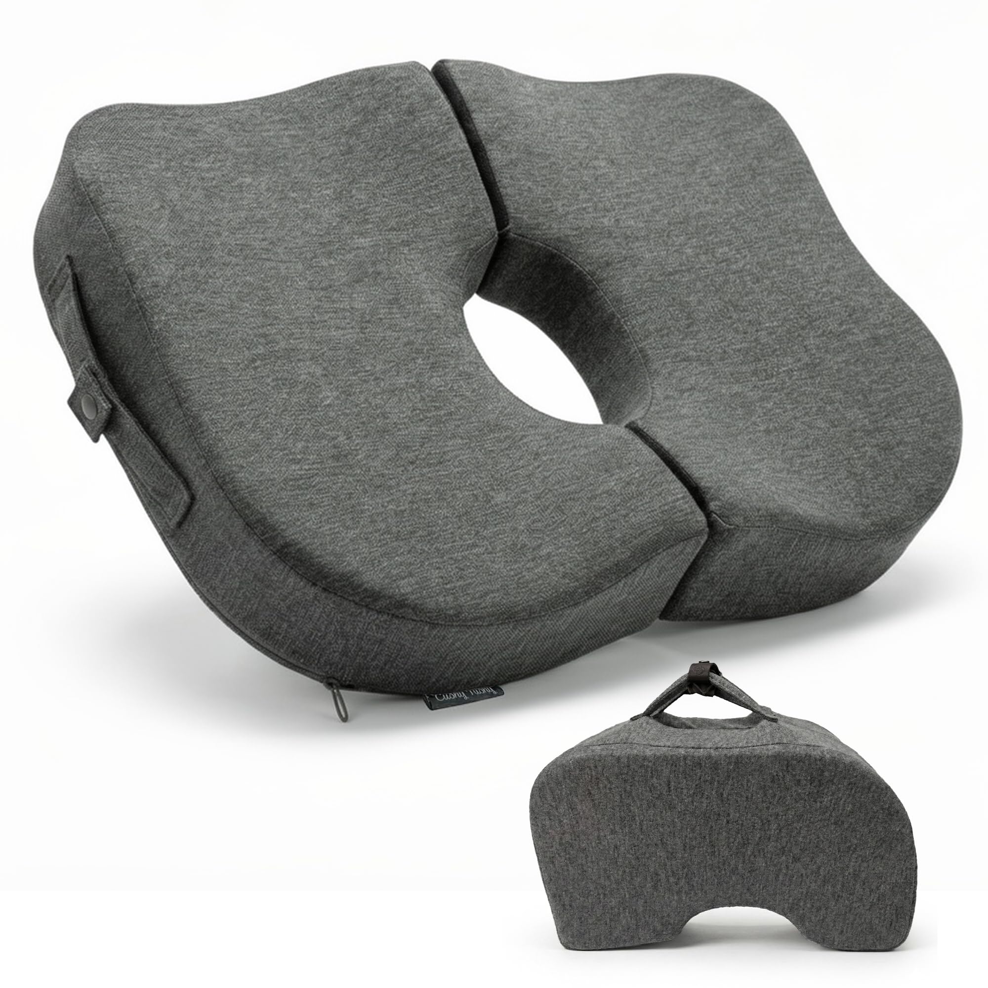 Tailbone Pain Relief Cushion - Premium Foldable Travel Tailbone Seat Cushion - for Relief of Lower Back, Sciatic, Butt and Tailbone Pain - Perfect for Home, Office & Driving