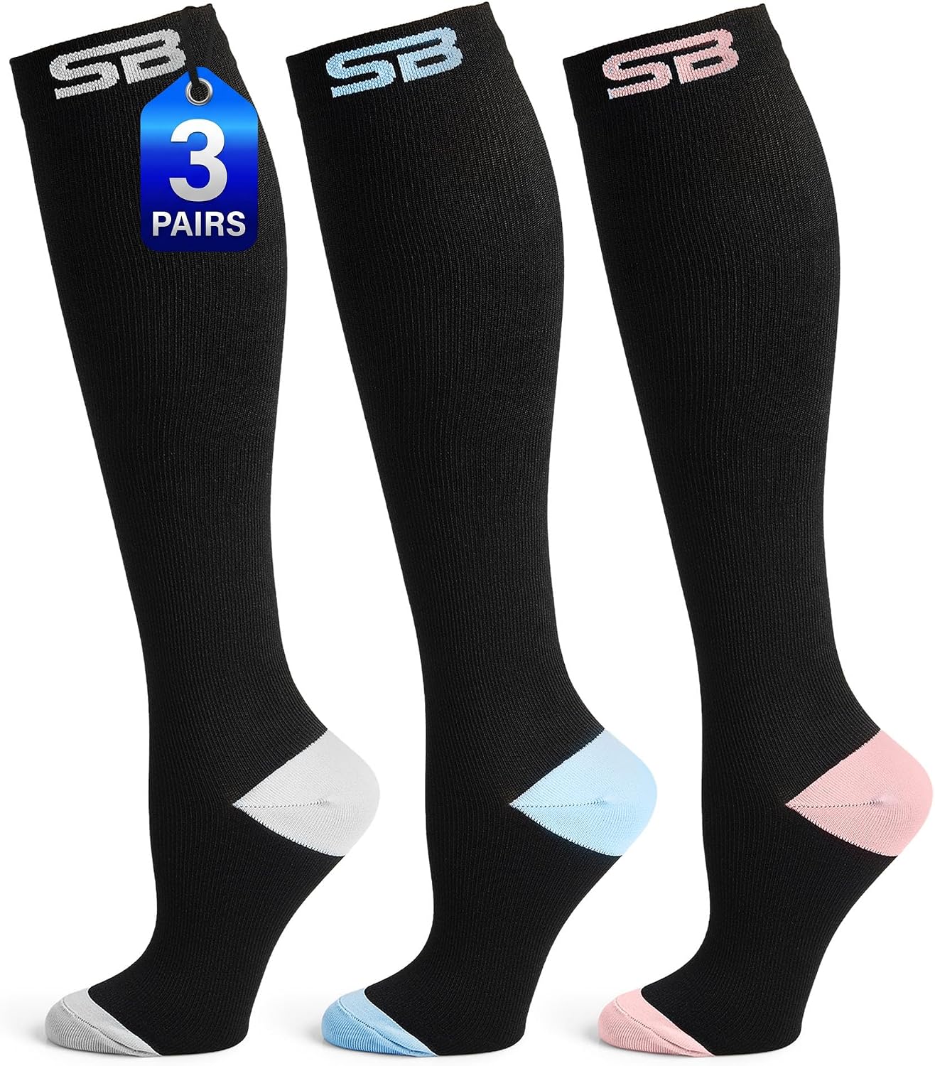 SB SOX 3-Pair Compression Socks (15-20mmHg)