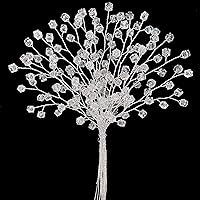SWEXURY 16 Stems Acrylic Crystal Flower Bouquet - Handmade Silver Glitter Berry Branches, Artificial Beaded Picks for Wedding, Christmas, Home Decor