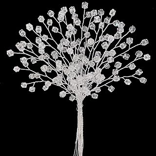 SWEXURY 16 Stems Acrylic Crystal Flower Bouquet - Handmade Silver Glitter Berry Branches, Artificial Beaded Picks for Wedding, Christmas, Home Decor