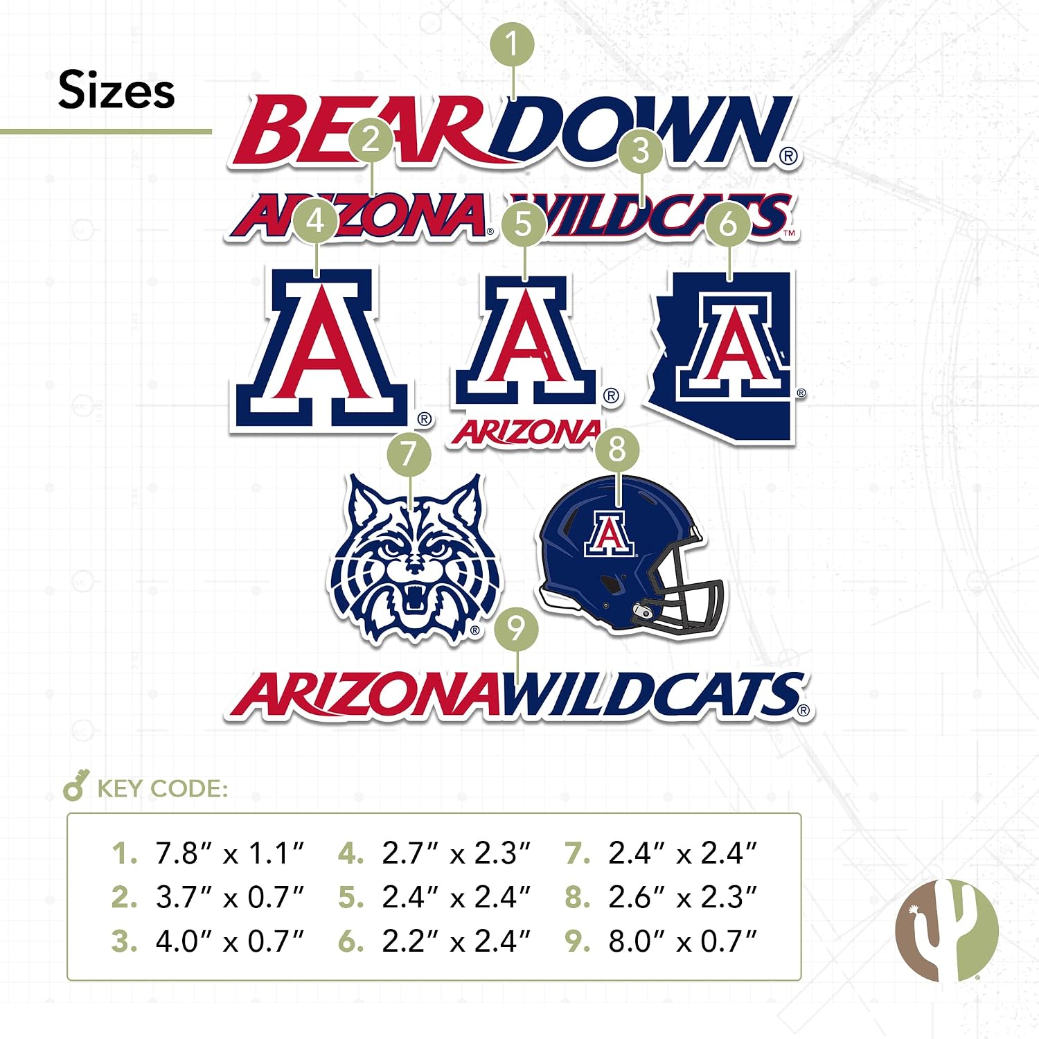 Desert Cactus University of Arizona License Plate Frame and Stickers Bundle Gift Set Wildcats UA Decals image 5