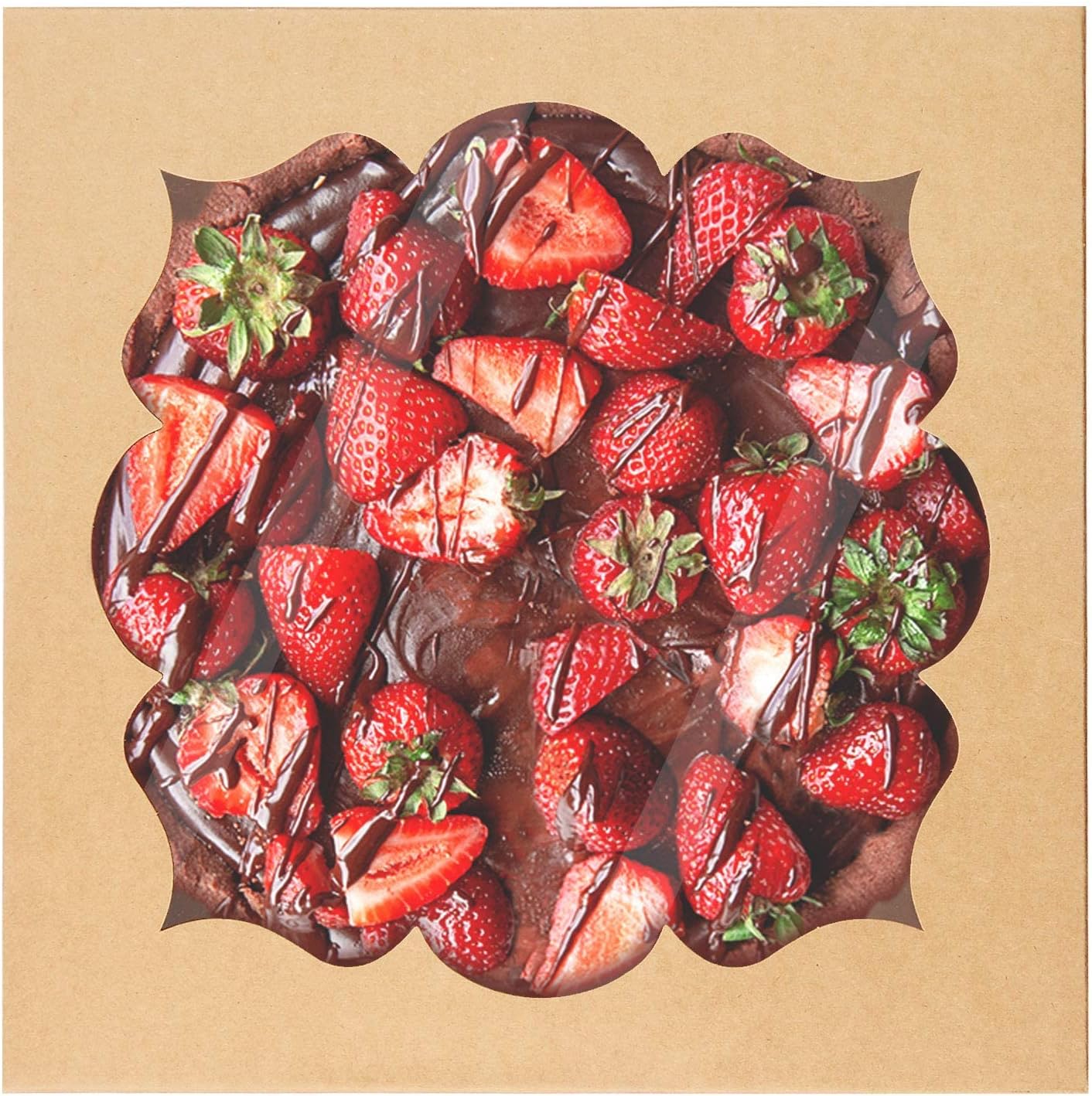 LOKQING 100 Pack Plastic Cookie Bags Treat Bags and 20 Pack 9x9x3in Brown Pie Boxes with Window