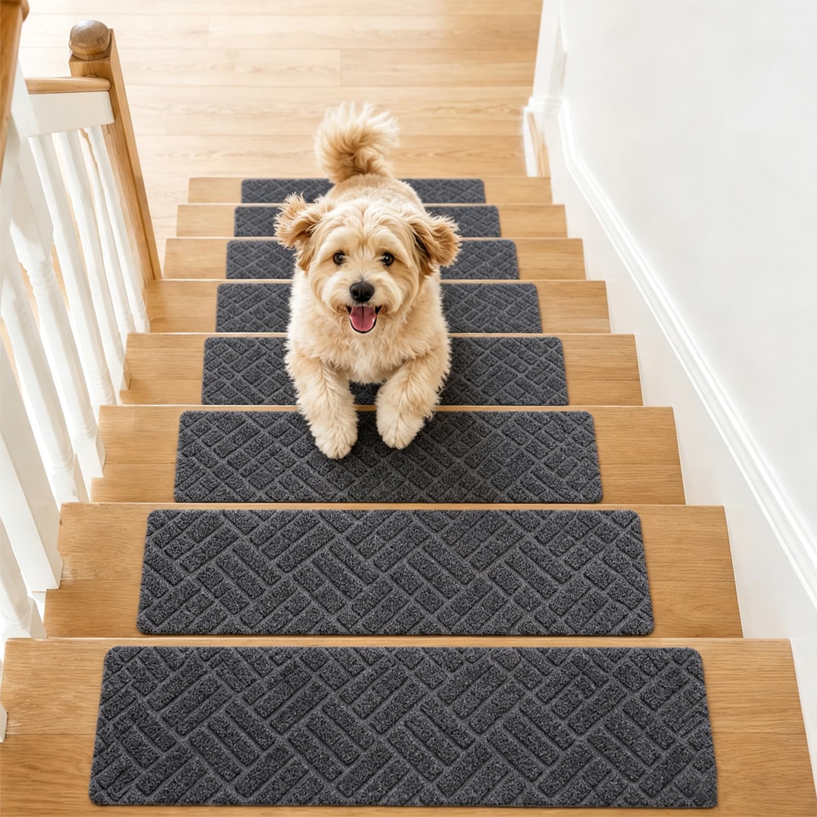 Lot de 15 tapis d'escalier autocollants 76 x 20 cm