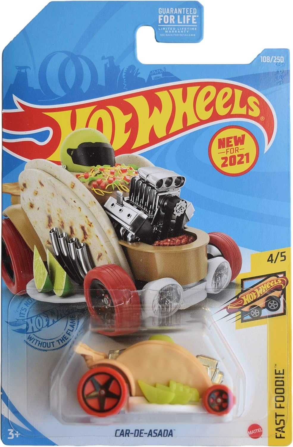 Hot Wheels Car De Asada, Fast Foodie 4/5 [tan/ red Wheels] 108/250 Taco Truck