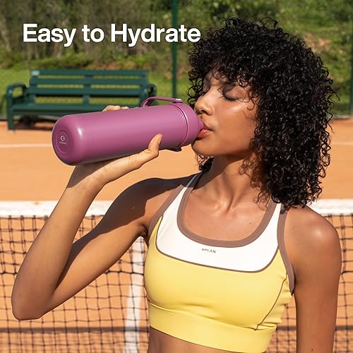 Miniatura 636 de ENCOOL Botella de agua aislada con popote, de acero inoxidable, a prueba de fugas, sin BPA, al vacío de doble pared que se mantiene fría durante 24