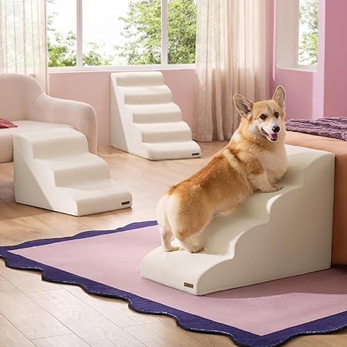 Miniatura 2 de Lesure - Escaleras para perros y gatos pequeños, rampa para cama y sofá con espuma certificada CertiPUR-US con parte inferior antideslizante, color
