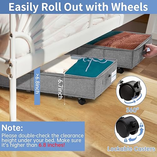 Miniatura 4 de Contenedores de almacenamiento debajo de la cama con ruedas, cajón organizador de almacenamiento de zapatos debajo de la cama, contenedores de