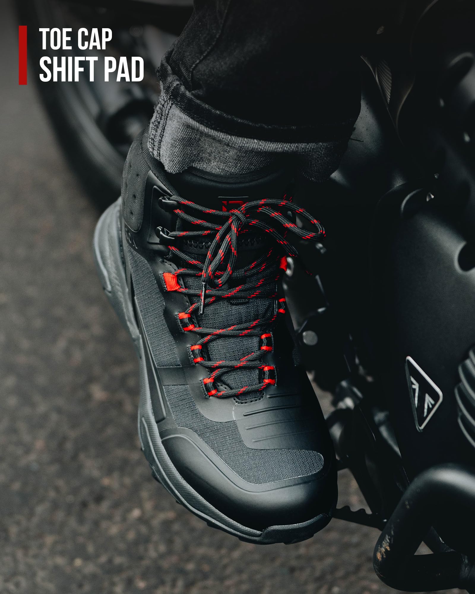IRON JIA'S Scarpe Moto Uomo Stivali Moto Antiscivolo Impermeabili, Stivali da Equitazione da Moto Casual da Strada Traspiranti con Custodia per Lacci, Supporto per la Caviglia, Shift Pad Nero