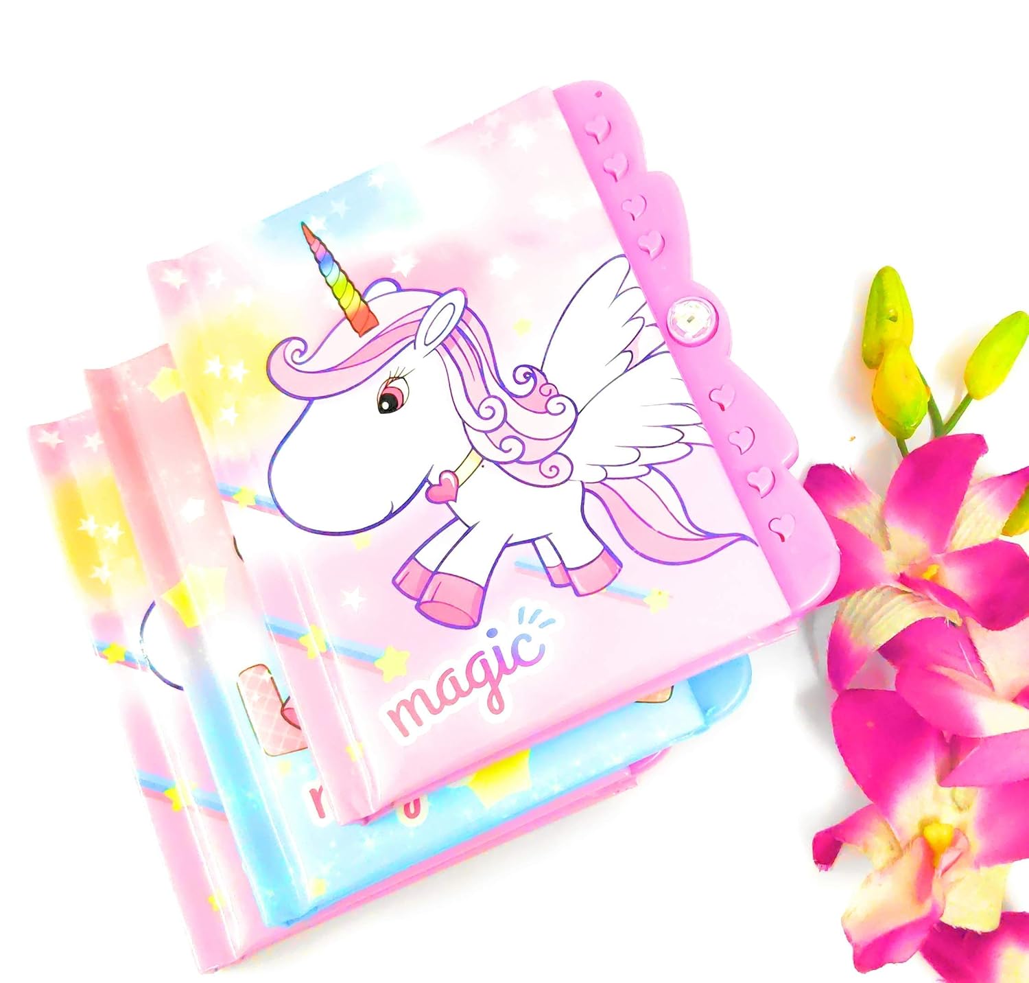 Treasure Mart ( Pack of 3 ) Lock Diary / Unicorn Lock Diary / Lock