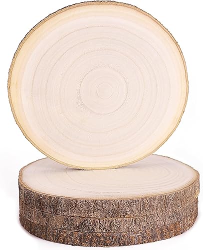 Caydo 4 rebanadas de madera de 8 a 9 pulgadas, centros de mesa de madera para mesas, losas de madera para decoración de centros de mesa de boda,