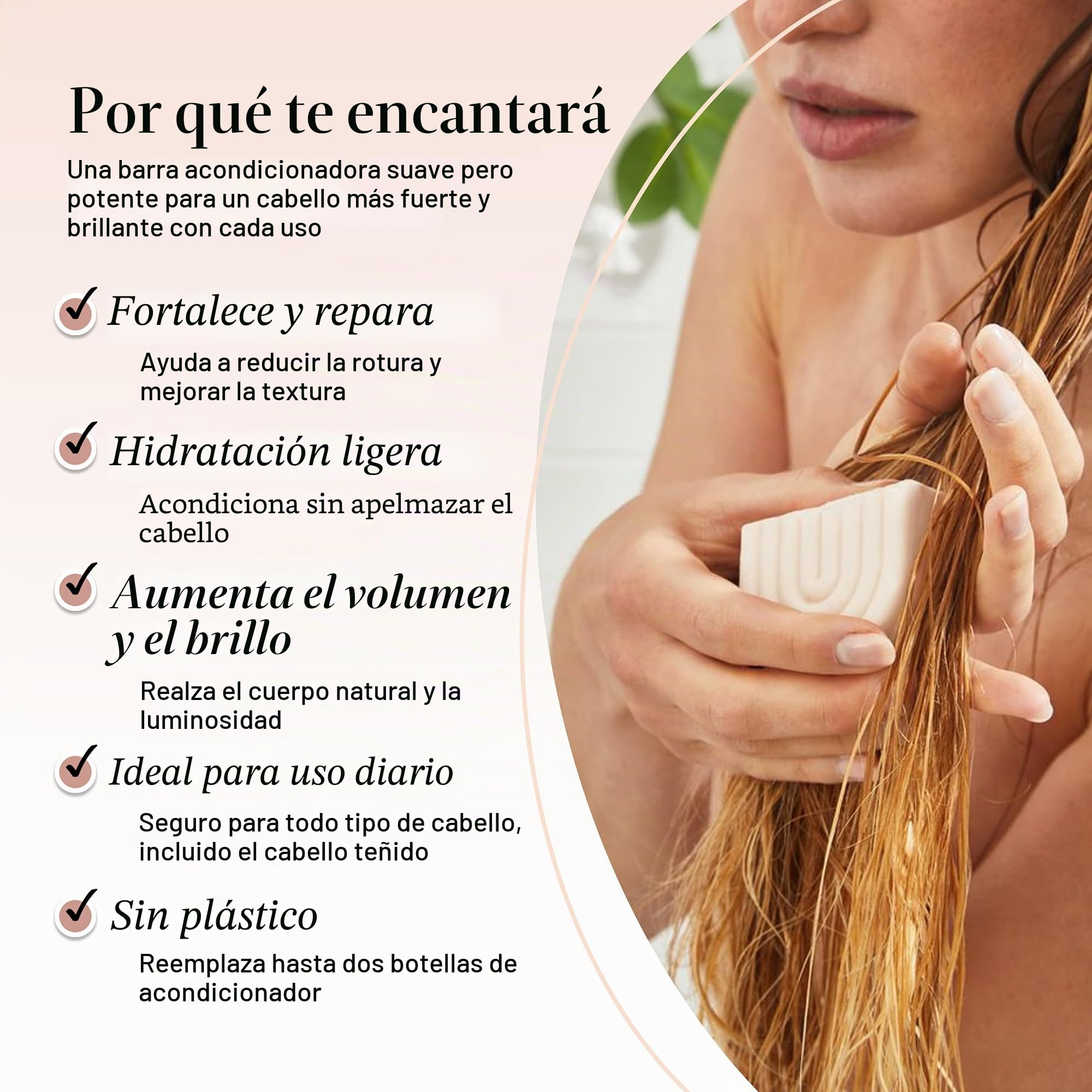 Kitsch Barra acondicionadora con agua de arroz – Barra de acondicionador sólida para fortalecer e hidratar el cabello, acondicionador para mujeres, mejor par con barra de champú Kitch, sin parabenos