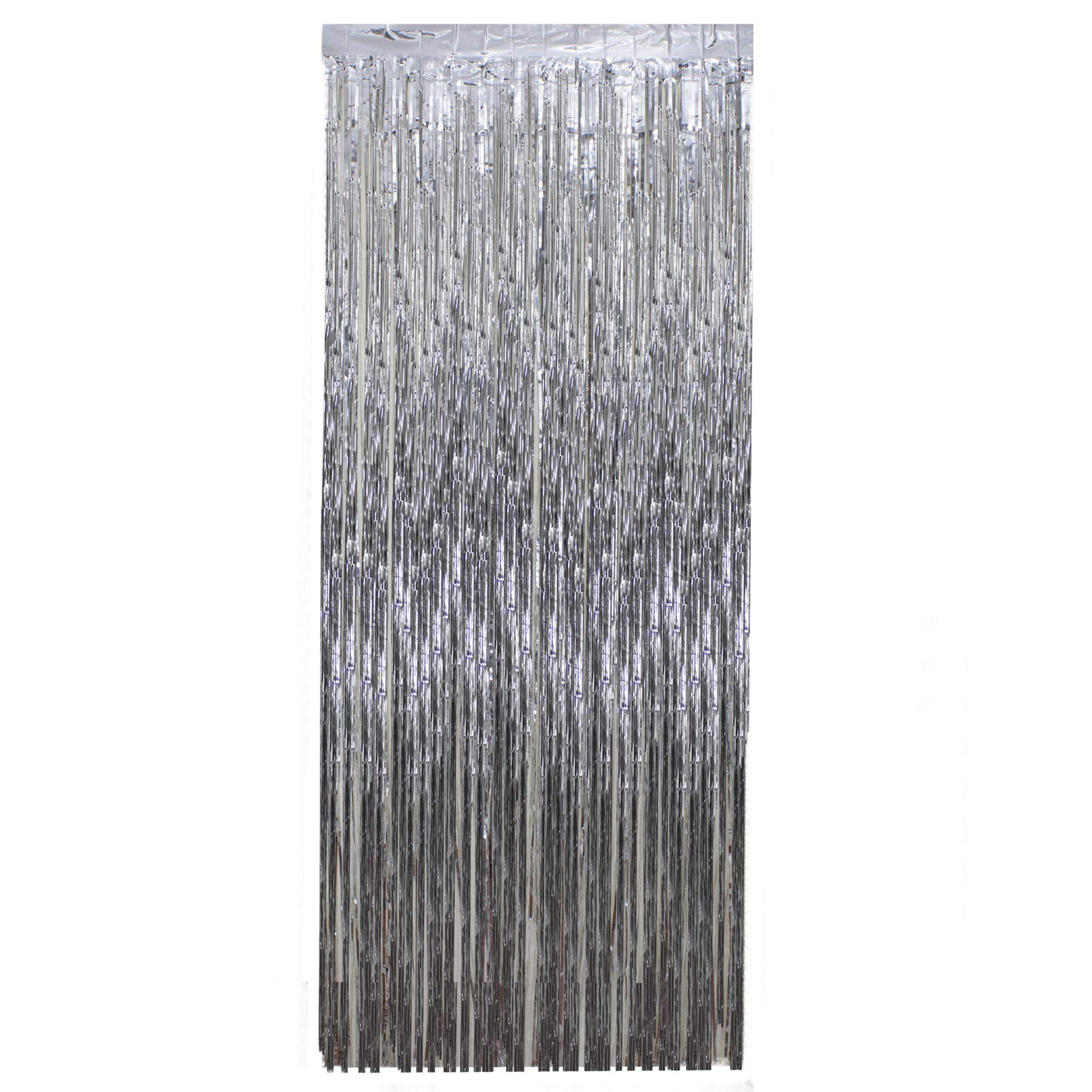 Northlight Tinsel Christmas Window or Door Curtain, 3' x 8', Silver