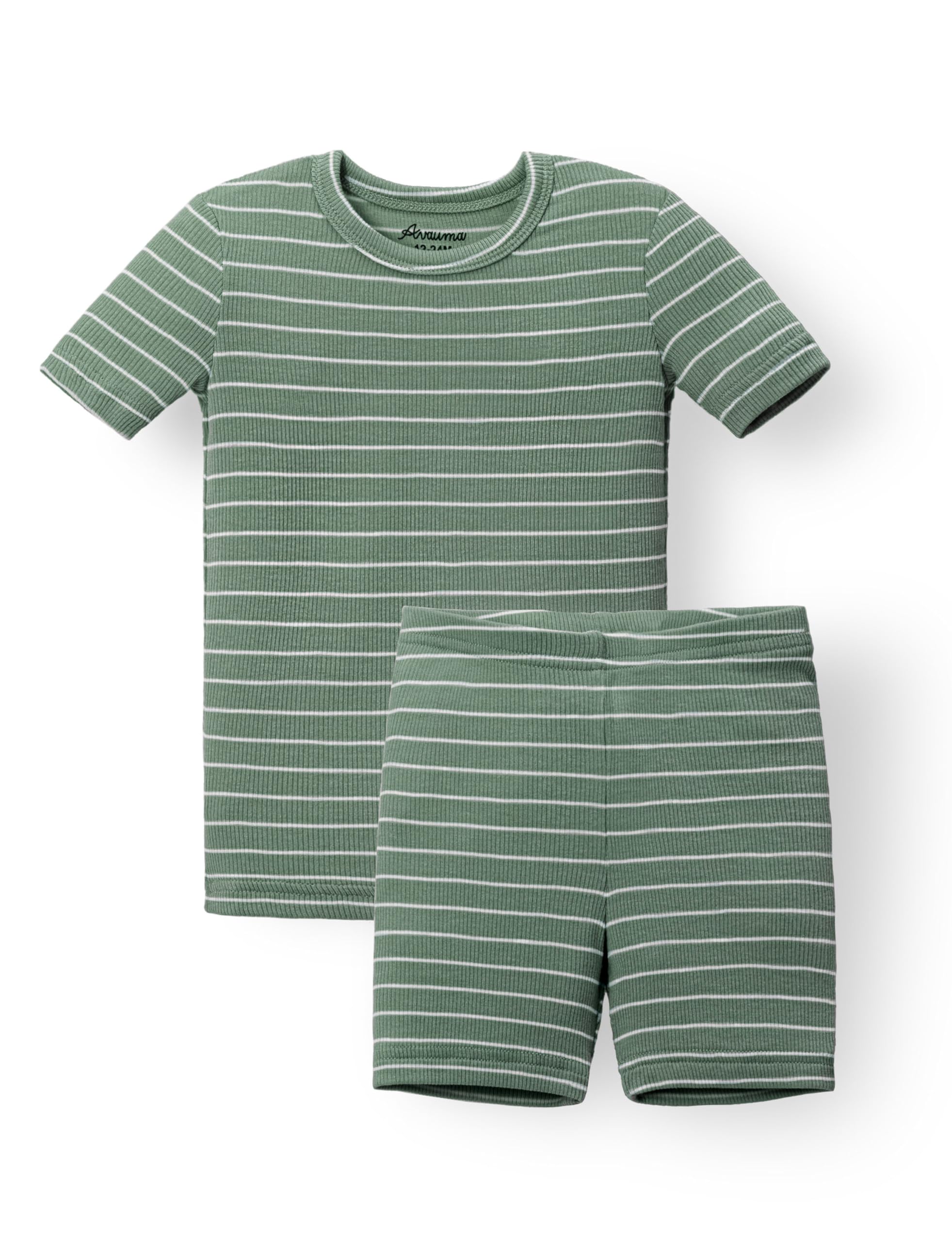 AVAUMAStripe Pattern Baby Boys Girls Pajama Set Kids Toddler Snug fit Ribbed Sleepwear pjs for Daily Life Style
