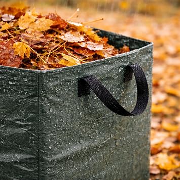 Pack of 2 Heavy Duty Garden Waste Bags - 82L Reusable Waterproof Garden, Rubbish Sacks with Handles, Tear-Resistant, Collapsible, For Grass Trimmings, Leaves, Indoor Storage Bags (82, litres)