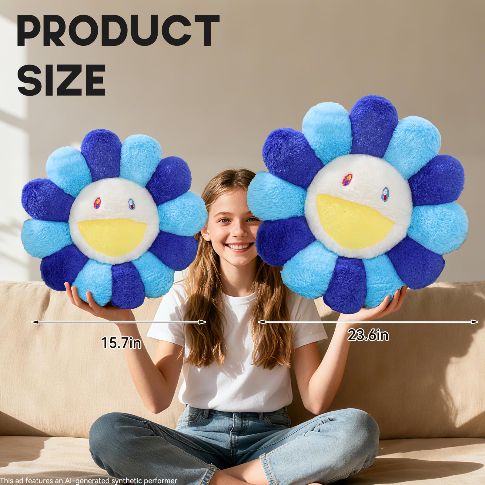 Amazon｜SHINUOER フラワーピロー、かわいいスマイリーフェイスの花の